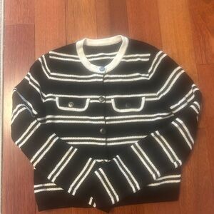 Black and White Striped Cardigan
